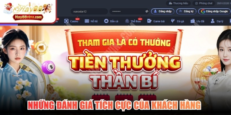 Những đánh giá tích cực của khách hàng về giao diện hệ thống HAY88