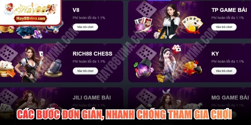 Các bước đơn giản, nhanh chóng tham gia chơi Game bài tại HAY88