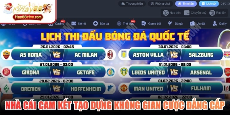 Nhà cái luôn cam kết tạo dựng không gian cược đẳng cấp